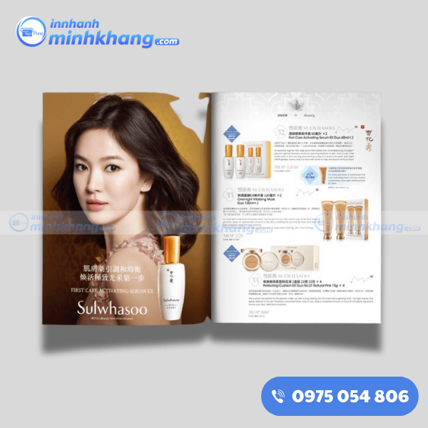 Mẫu catalogue mỹ phẩm giấy couche cao cấp