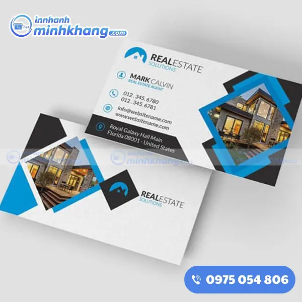 Card visit bất động sản sử dụng hình nhà đất