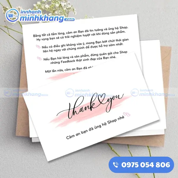 Mẫu dành cho dịch vụ in name card cảm ơn giá rẻ chất lượng sắc nét