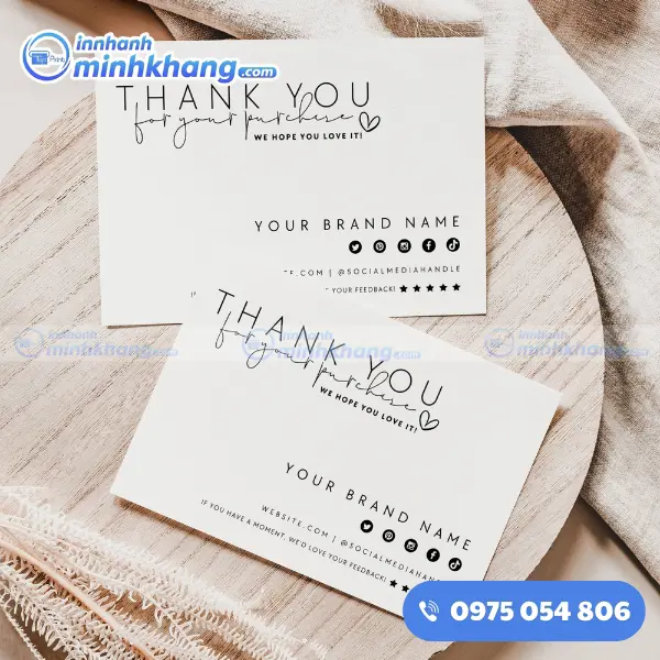 Mẫu thiệp cảm ơn tinh tế gửi kèm gói hàng