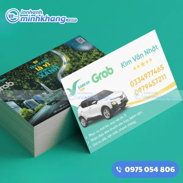 Mẫu name card taxi grab và xanh sm đẹp