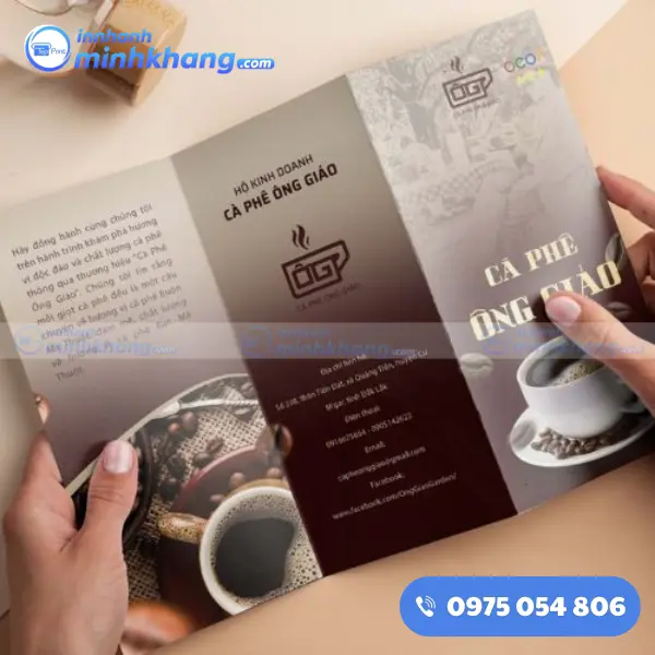 Mẫu brochure cà phê gấp đôi gấp ba