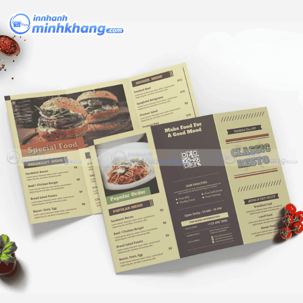 Mẫu brochure menu hình ảnh thực đơn đẹp