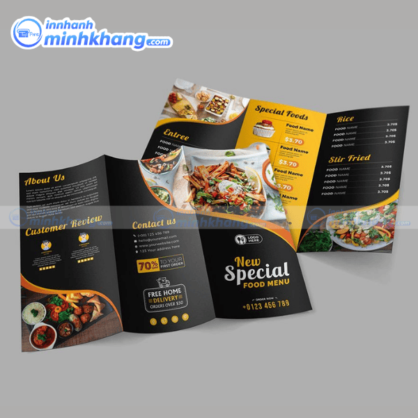 Mẫu brochure menu quảng cáo món ăn hấp dẫn