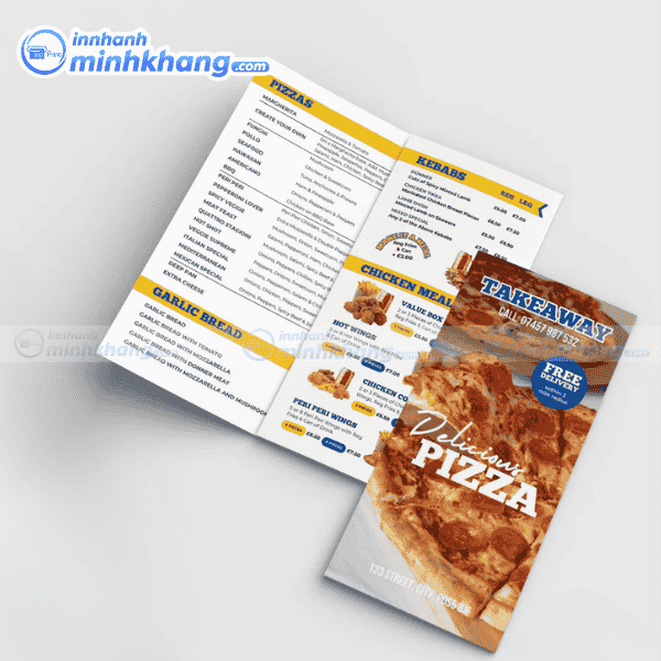 Mẫu brochure pizza hình ảnh món ăn hấp dẫn