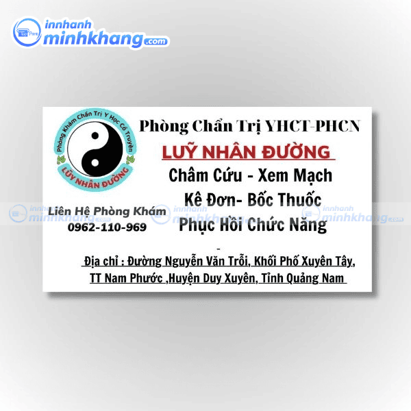 Mẫu card visit đông y cho phòng chẩn trị