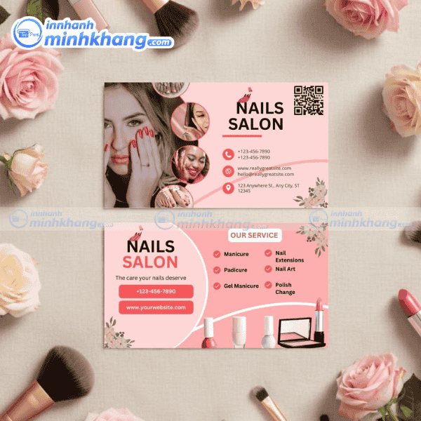 Mẫu card visit nail đẹp thiết kế sang trọng cho tiệm làm móng