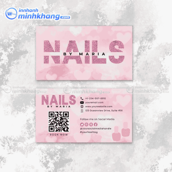 Mẫu card visit nail tiệm nail phong cách Hàn Quốc