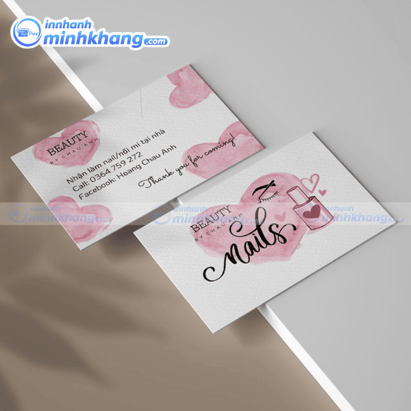 Mẫu card visit nail spa in màu sắc nhẹ nhàng nữ tính
