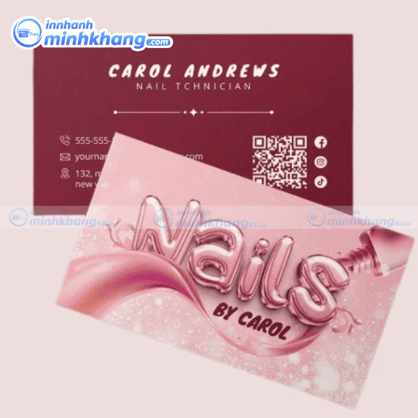 Mẫu card visit nail cán màng mờ bền đẹp chống trầy
