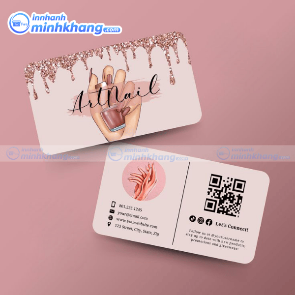 Mẫu card visit nail bo góc tròn tinh tế và chuyên nghiệp