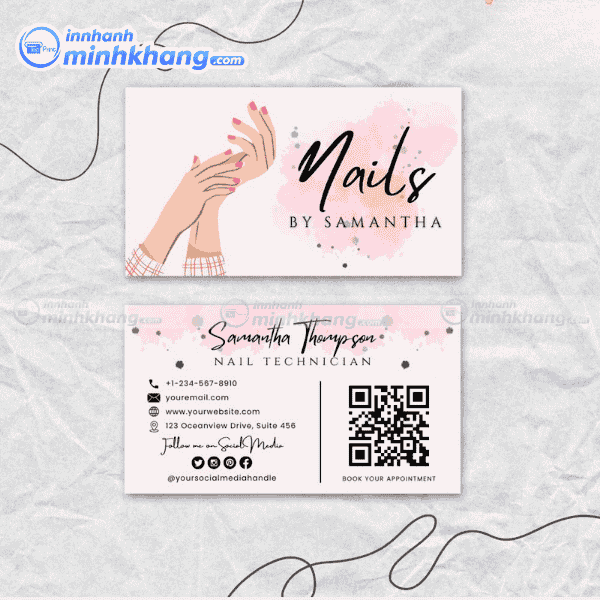 Mẫu card visit nail tối giản phong cách minimal hiện đại
