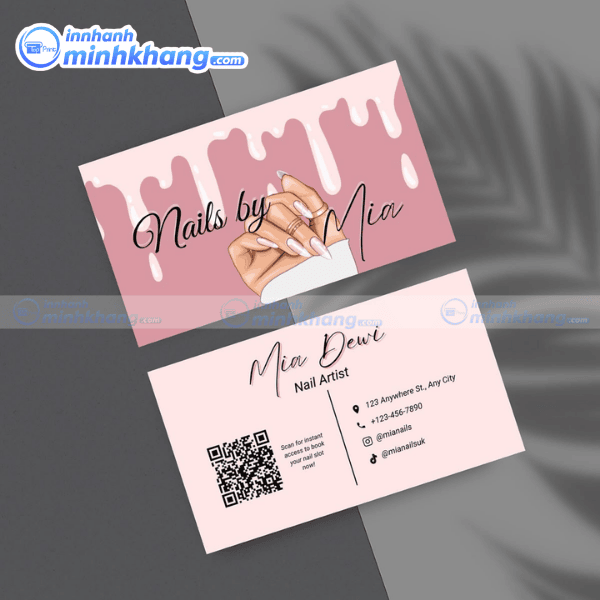 Mẫu card visit nail in trên giấy couche 300gsm