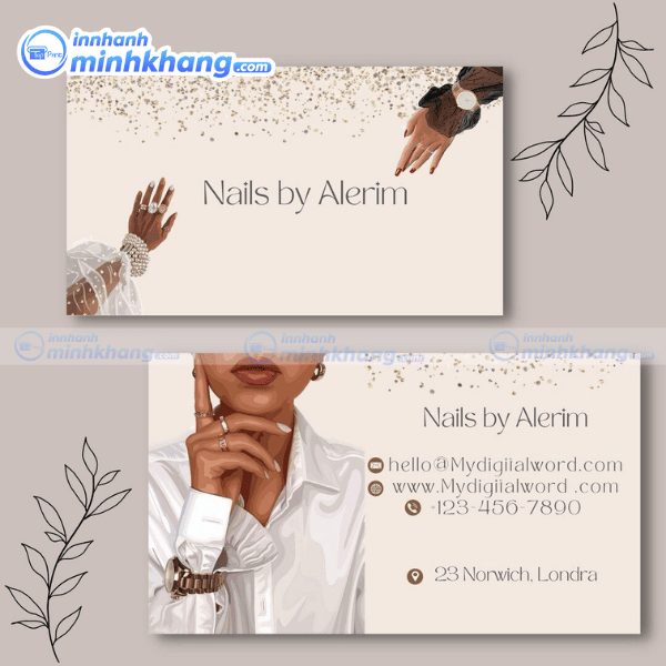 Mẫu card visit nail in kỹ thuật số màu sắc sắc nét