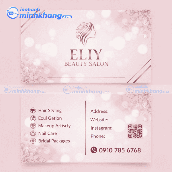 Mẫu name card spa phong cách Hàn Quốc nhẹ nhàng sang trọng