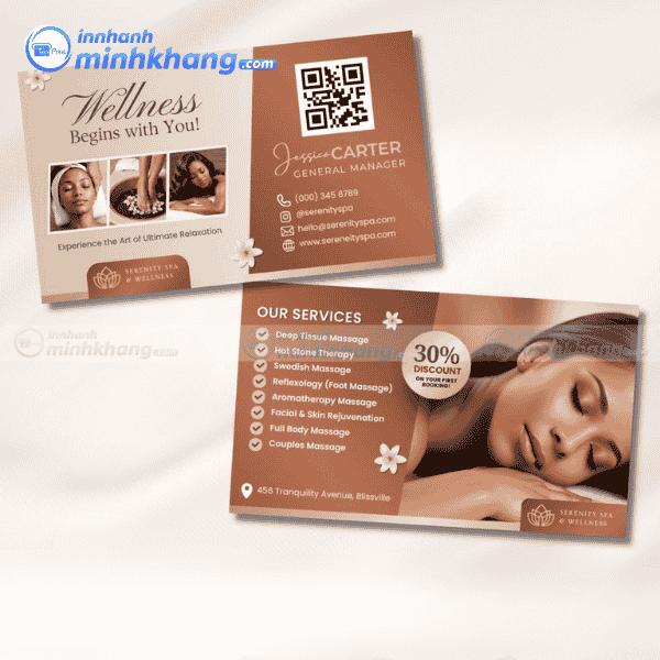 Mẫu name card spa hai mặt in sắc nét thông tin rõ ràng