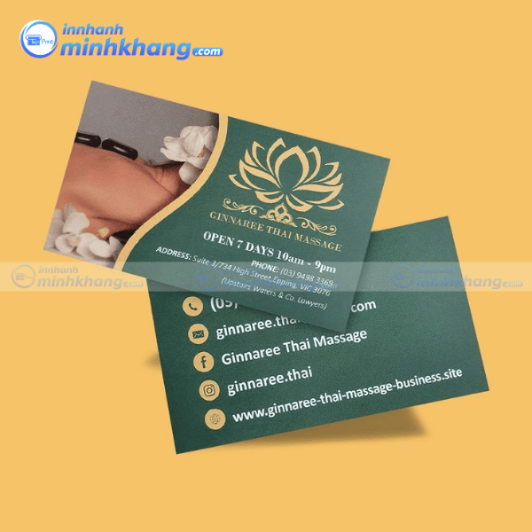 Mẫu card visit spa dùng cho spa chăm sóc da và thẩm mỹ viện - ginnaree thai massage