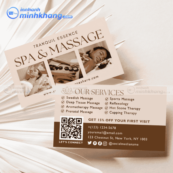 Mẫu card visit spa cao cấp với màu sắc nhẹ nhàng phù hợp ngành làm đẹp