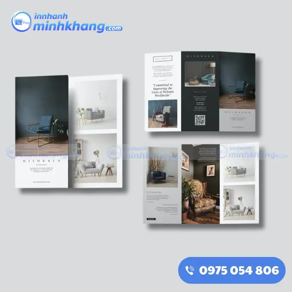 Mẫu brochure nội thất gấp 3 cán mờ ấn tượng