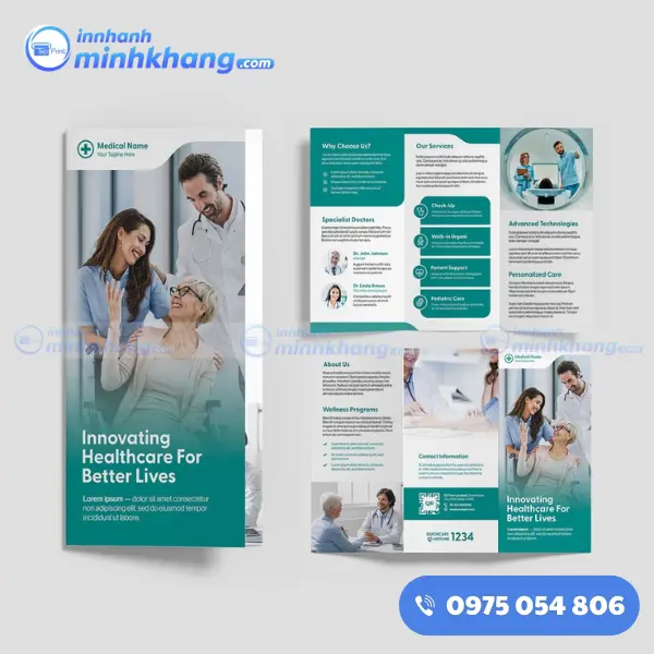 Mẫu brochure y tế kích thước DL chuẩn quốc tế
