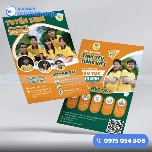 Mẫu tờ rơi tuyển sinh mầm non chuẩn màu, sắc nét