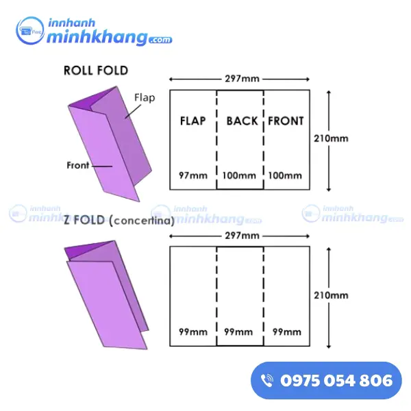 Mẫu thiết kế brochure gấp 3 của dạng zic-zac và tri-fold