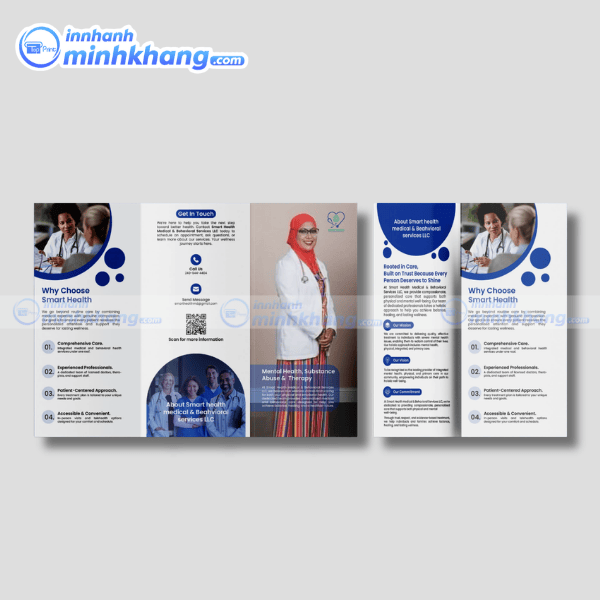 Mẫu brochure bệnh viện ấn tượng giới thiệu bác sĩ và dịch vụ khám bệnh
