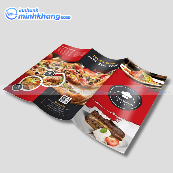 Mẫu brochure nhà hàng gấp 3 đẹp