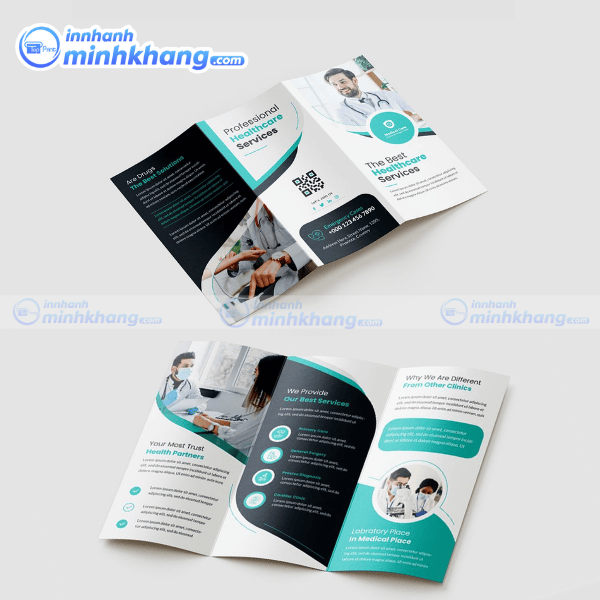 Mẫu brochure y tế gấp 3 sáng tạo cho dịch vụ khám chữa bệnh