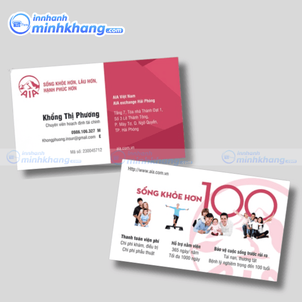 Mẫu card visit bảo hiểm đẹp - Bảo hiểm AIA