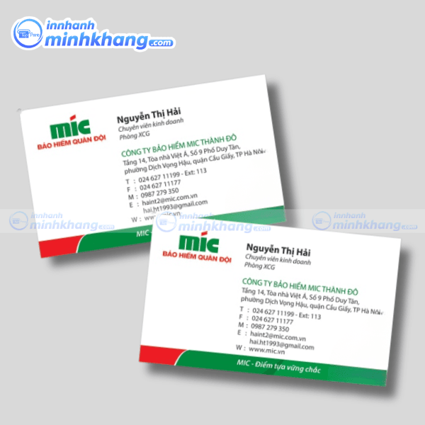 Mẫu card visit bảo hiểm đẹp cho đại lý - Bảo hiểm quân đội mic
