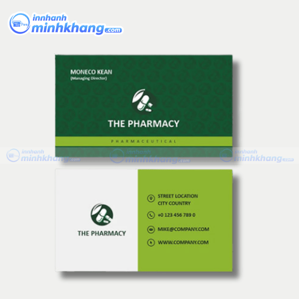 Mẫu card visit nhà thuốc cán màng mờ chống thấm