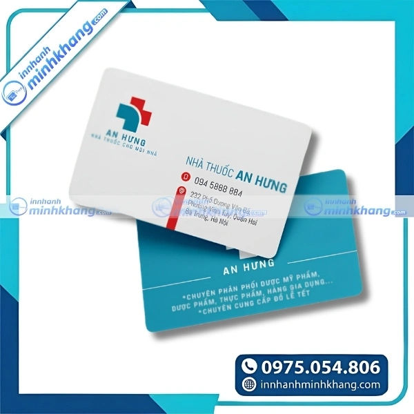 Mẫu danh thiếp nhà thuốc màu xanh trắng nổi bật