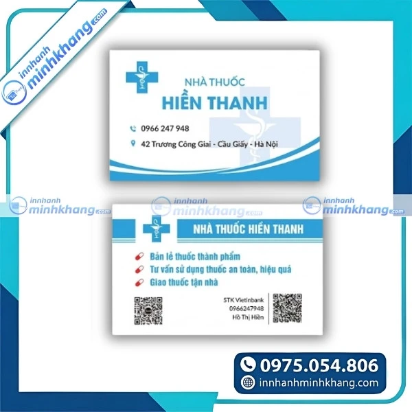 Mẫu card visit quầy thuốc có mã QR tiện lợi
