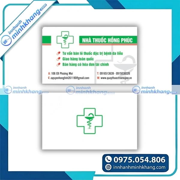 Mẫu card visit ngành dược với thông tin rõ ràng