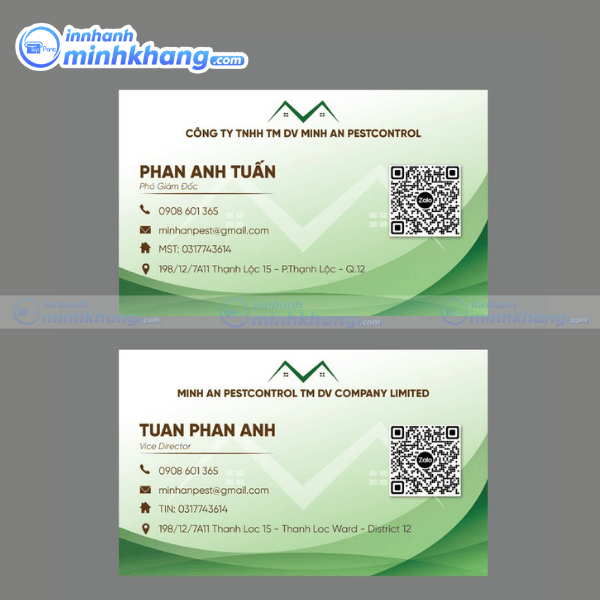 Mẫu card visit song ngữ phong cách hiện đại - Cty TNHH TM DV Minh An PESTCONTROL