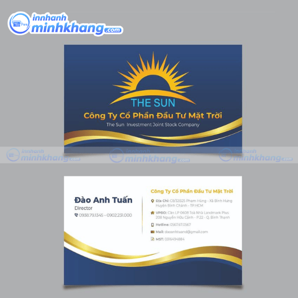 Mẫu card visit song ngữ giấy mỹ thuật cao cấp - Công Ty Cổ Phần Đầu Tư Mặt Trời