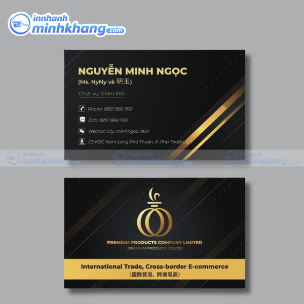 Mẫu card visit song ngữ ép kim logo chuyên nghiệp - Cross-border E-commerce