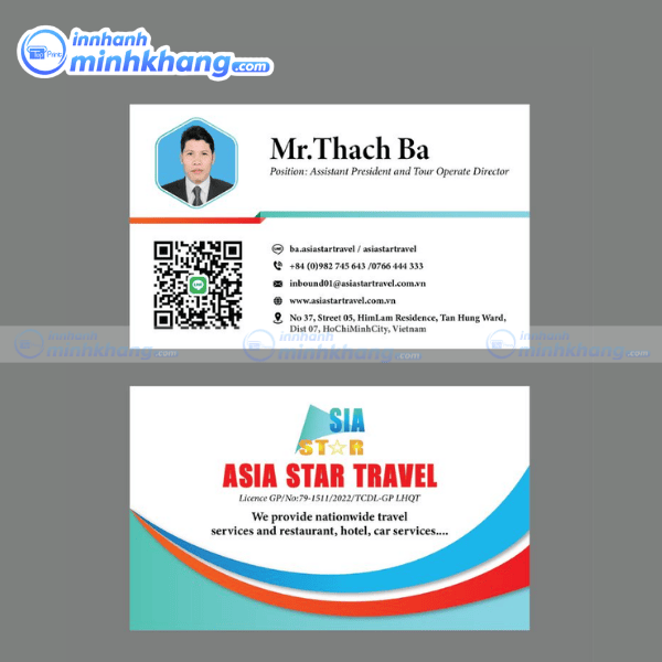 Mẫu card visit song ngữ cho ngành du lịch - Asia Star Travel