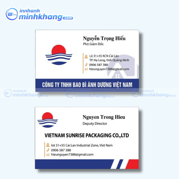 Mẫu card visit song ngữ cho công ty đa quốc gia - Vietnam Sunrise Packaging
