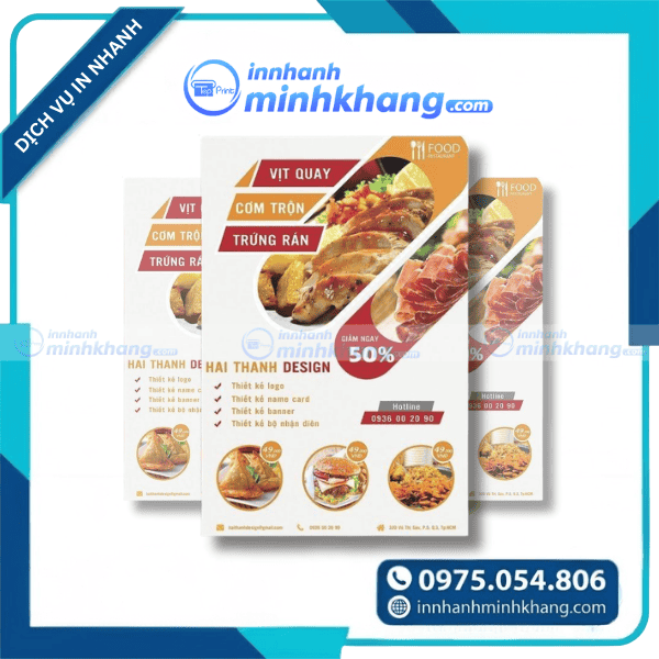 Mẫu tờ rơi nhà hàng khổ A4 giấy couche