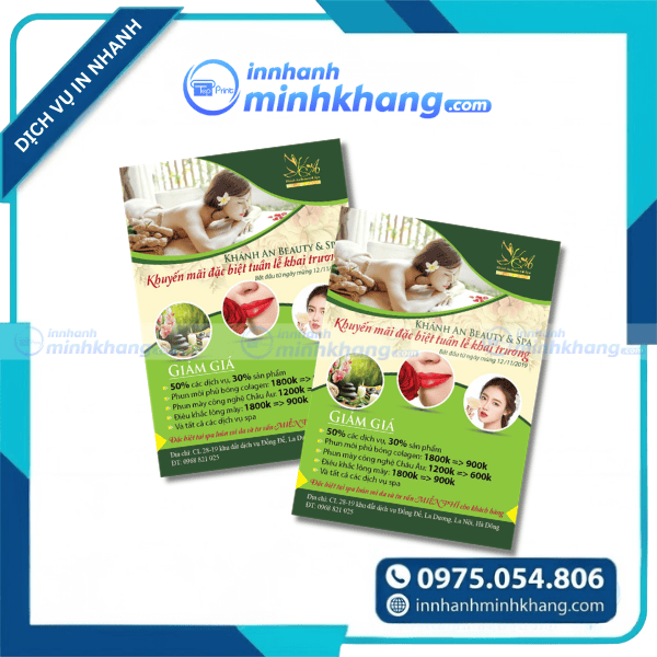 Mẫu tờ rơi spa giới thiệu gói dịch vụ giấy C300