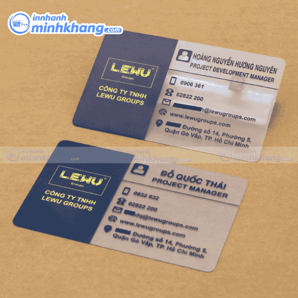 Mẫu name card nhựa trong suốt ép kim cao cấp