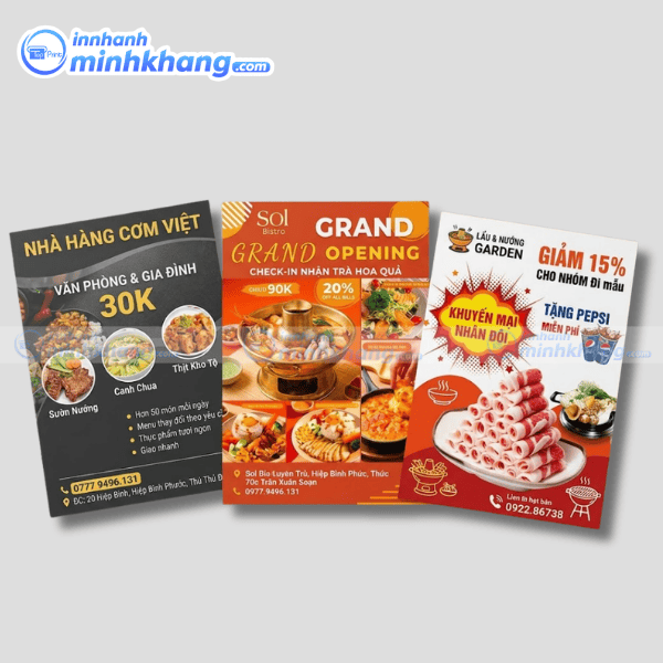 Mẫu tờ rơi nhà hàng menu món ăn hấp dẫn