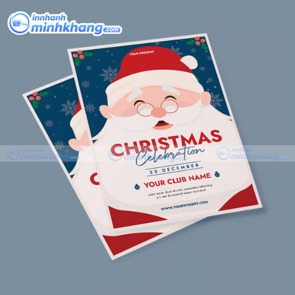 Mẫu tờ rơi Noel với cây thông và ông già Noel
