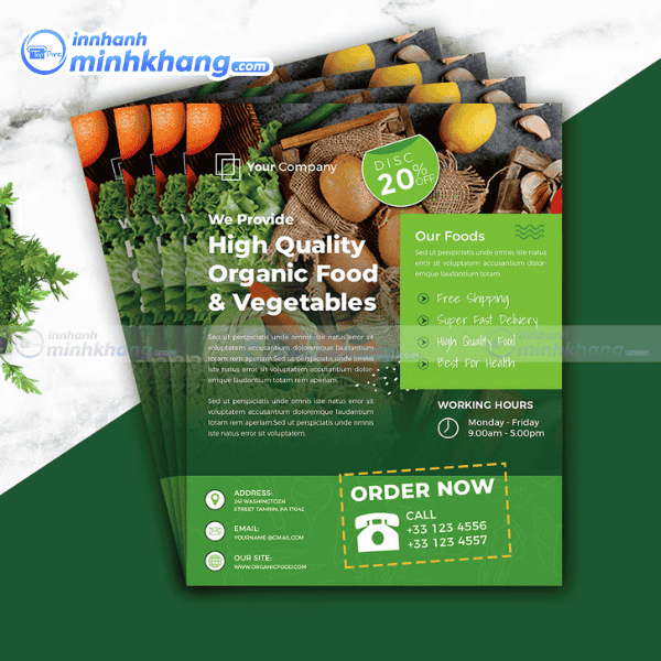 Mẫu tờ rơi rau sạch quảng cáo sản phẩm