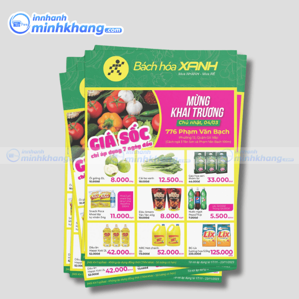 Mẫu tờ rơi siêu thị a4 trình bày khoa học - Bách Hóa Xanh