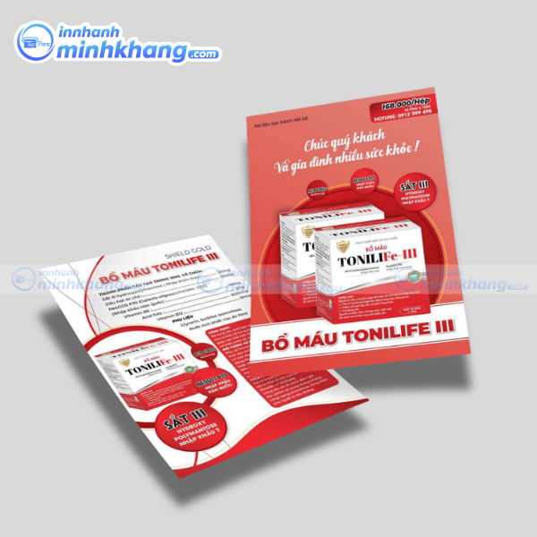 Mẫu tờ rơi thuốc tây thiết kế rõ ràng dễ đọc - thuốc bổ máu Tonilife III