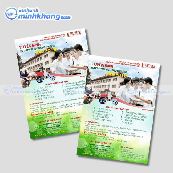 Mẫu tờ rơi tuyển sinh trung tâm đào tạo uy tín - so cấp nghề Hactech