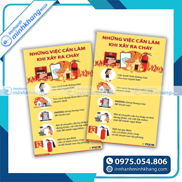 Mẫu thiết kế tờ rơi pccc màu đỏ vàng chuẩn nhận diện phòng cháy